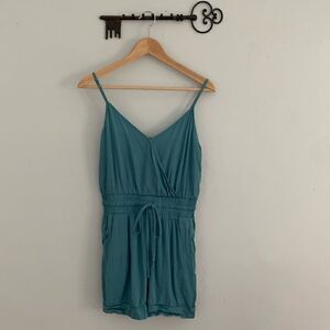 Forever 21 teal colored shorts romper elastic waist size small